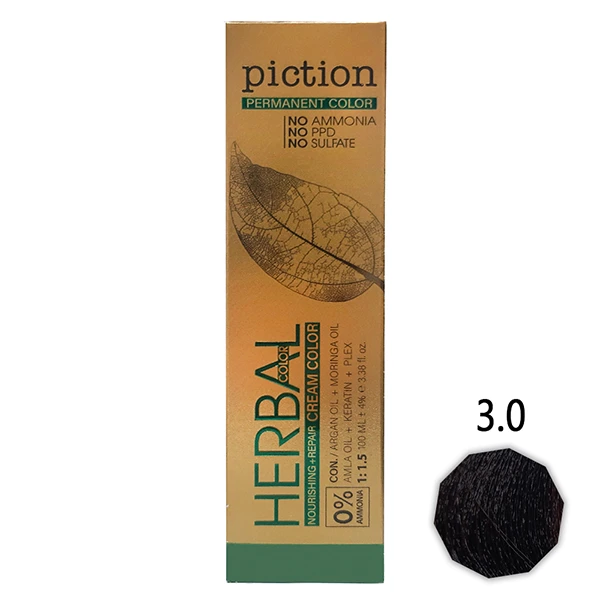 رنگ مو بدون آمونیاک پیکشن شماره 3.0 قهوه ای تیره