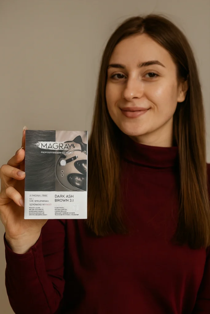 کیت رنگ مو بدون آمونیاک ماگرای 3.1 قهوه ای خاکستری تیره