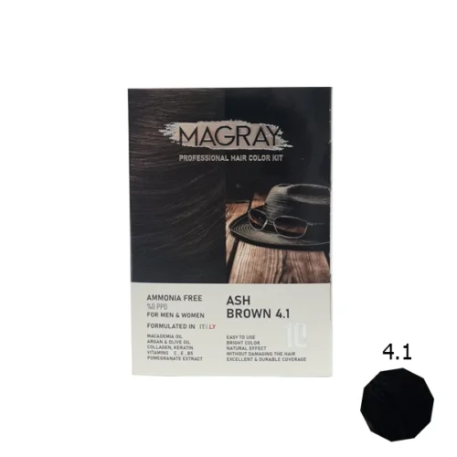 کیت رنگ مو بدون آمونیاک ماگرای شماره 4.1 قهوه ای خاکستری