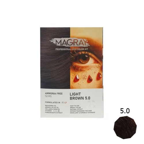 کیت رنگ مو بدون آمونیاک ماگرای شماره 5.0 قهوه ای روشن