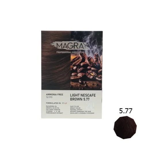 کیت رنگ مو بدون آمونیاک ماگرای شماره 5.77 قهوه ای نسکافه ای روشن