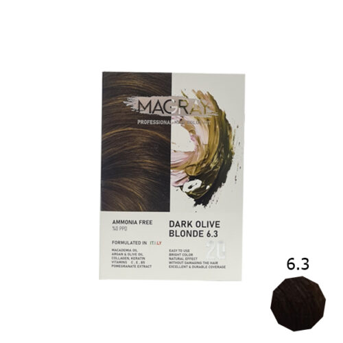 کیت رنگ مو بدون آمونیاک ماگرای شماره 6.3 بلوند زیتونی تیره