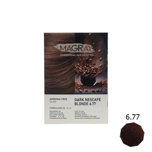 کیت رنگ مو بدون آمونیاک ماگرای شماره 6.77 بلوند نسکافه ای تیره