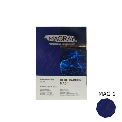 کیت رنگ مو بدون آمونیاک ماگرای شماره MAG1 آبی کاربنی