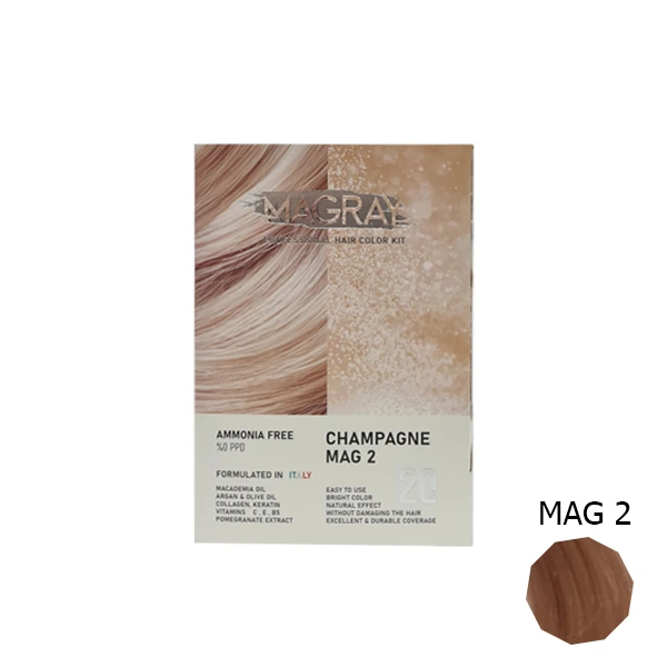 کیت رنگ مو بدون آمونیاک ماگرای شماره MAG2 شامپاینی