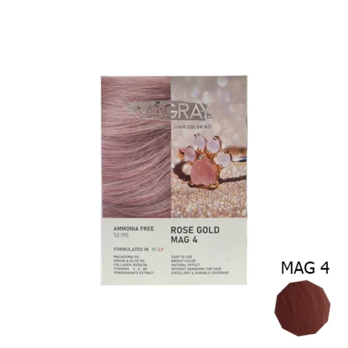 کیت رنگ مو بدون آمونیاک ماگرای شماره MAG4 رزگلد