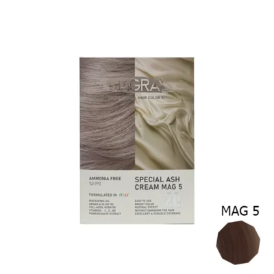 کیت رنگ مو بدون آمونیاک ماگرای شماره MAG5 کرم خاکستری خاص