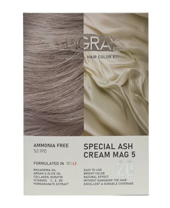 کیت رنگ مو بدون آمونیاک ماگرای شماره MAG5 کرم خاکستری خاص