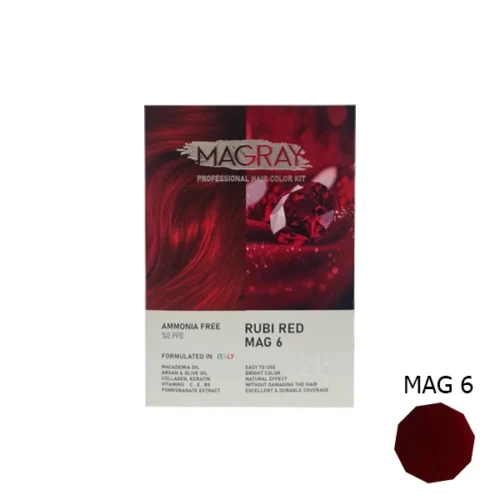 کیت رنگ مو بدون آمونیاک ماگرای شماره MAG6 قرمز یاقوتی